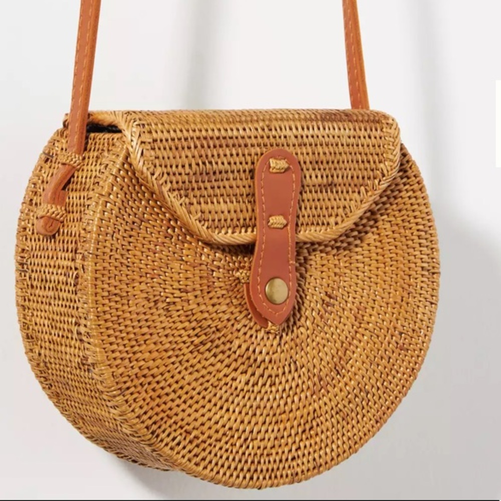 Anthropologie Round Rattan Bag Brand New With Tags - Hand Woven in Indonesia